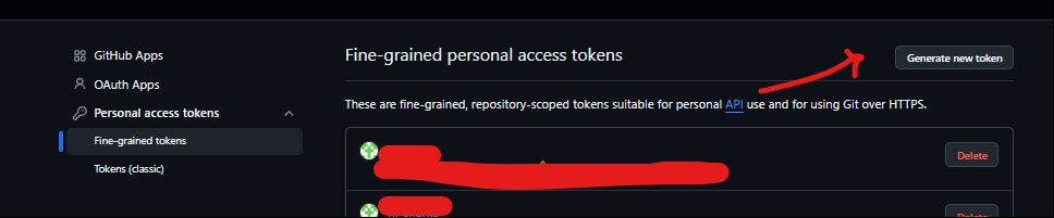 Fine-grained personal access tokens → Generate new token